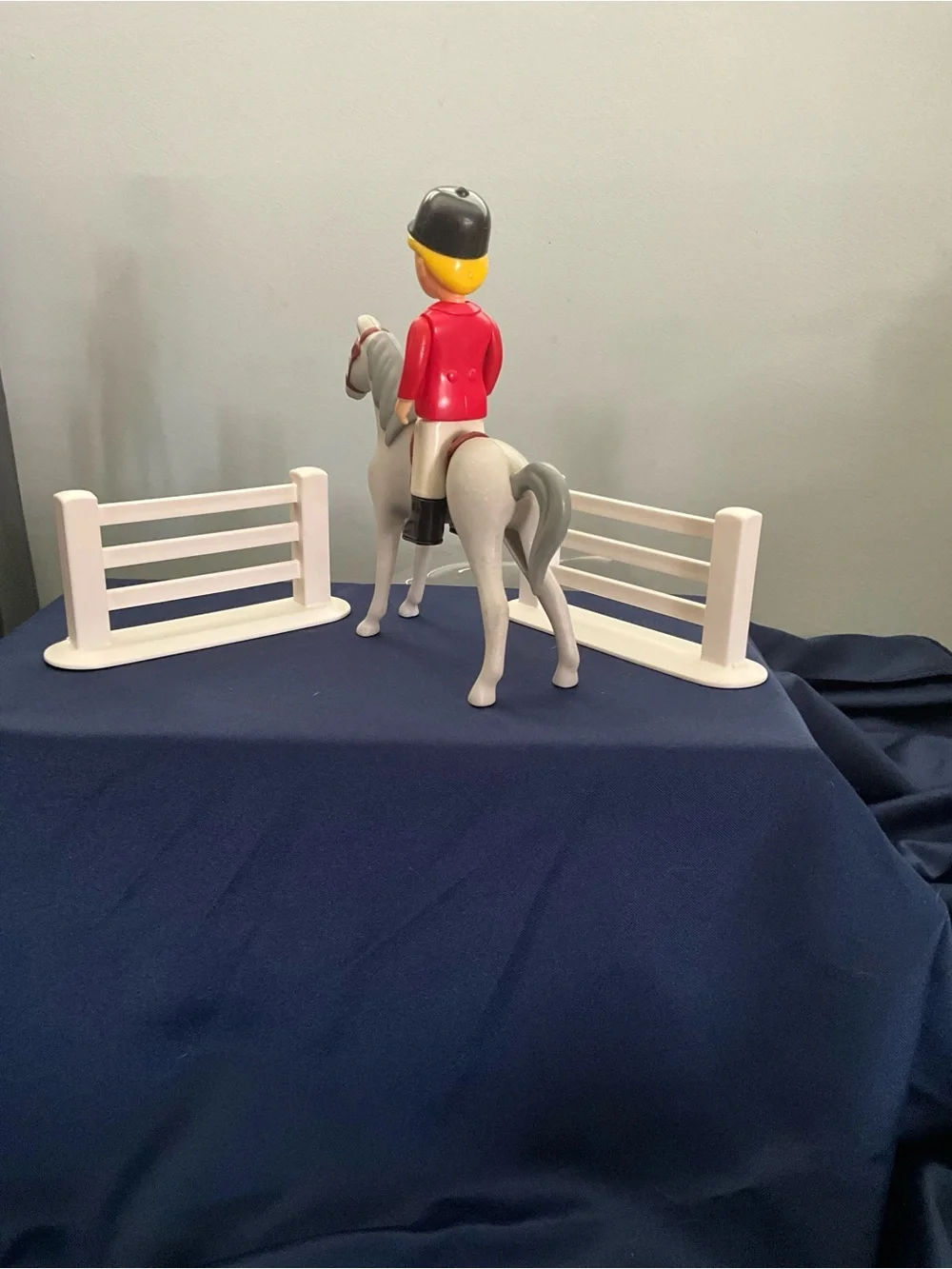 Little Tikes Miniature Dollhouse 1990’s Barn Stable Jockey, Horse, and fences